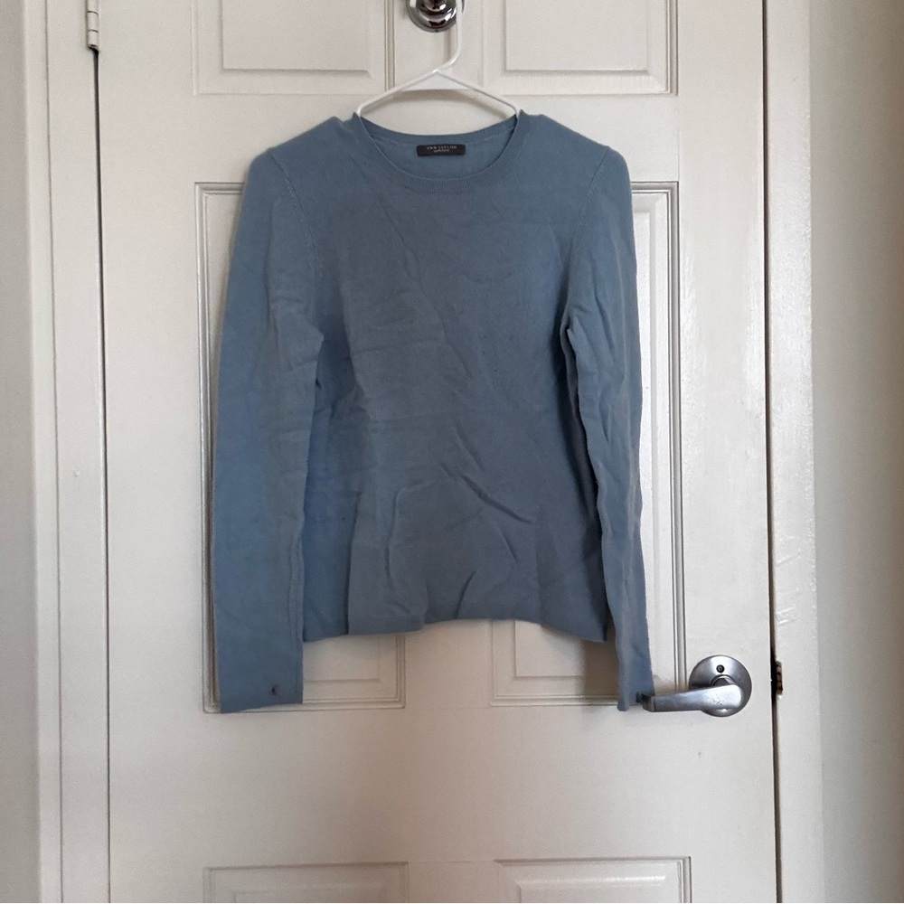 Vintage Ann Taylor Cashmere Light Sky Blue Crewneck Sweater
